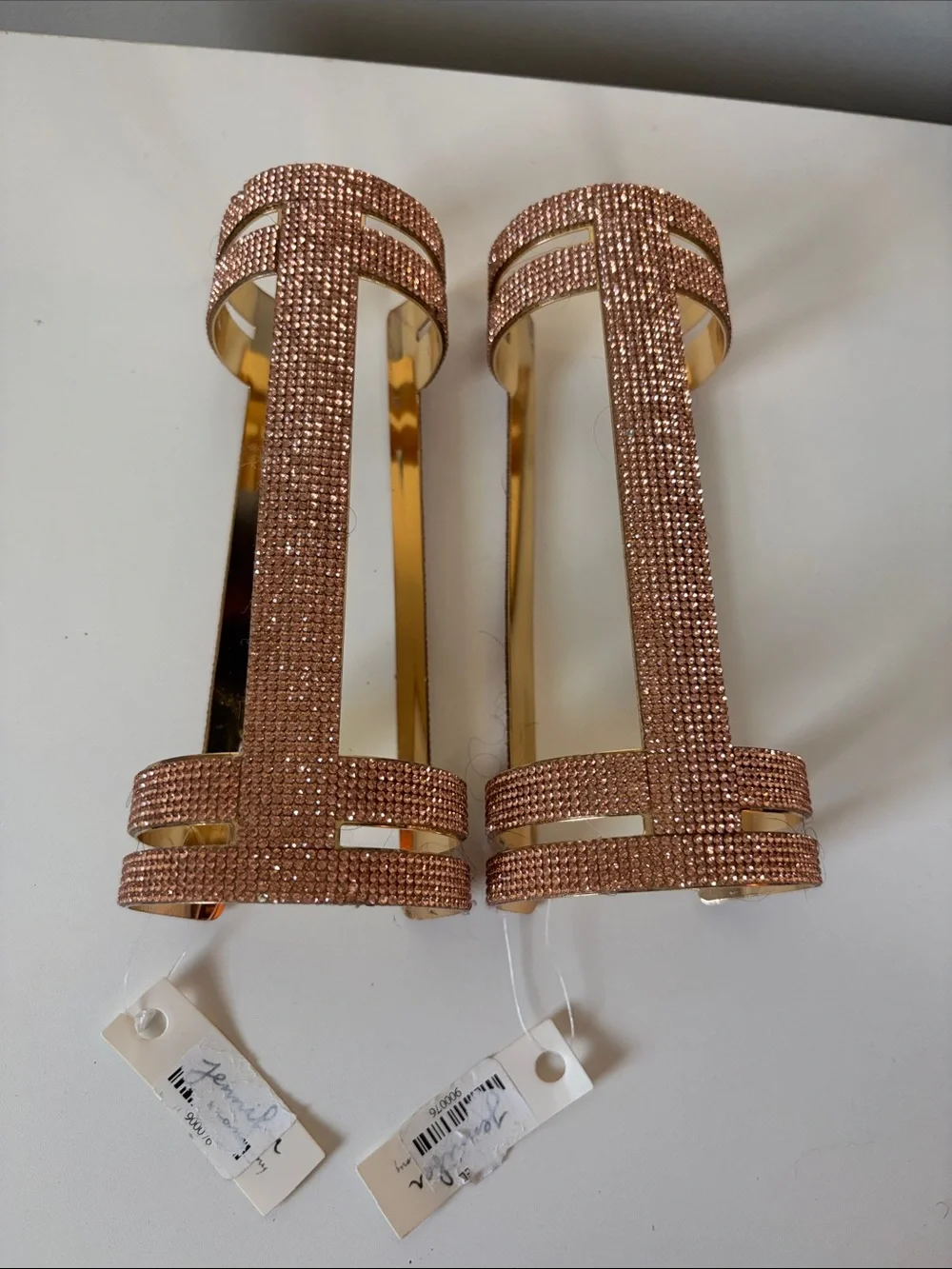 Luxurious Crystal-Embellished Rose Gold Cuff Bracelet - Women Accessories